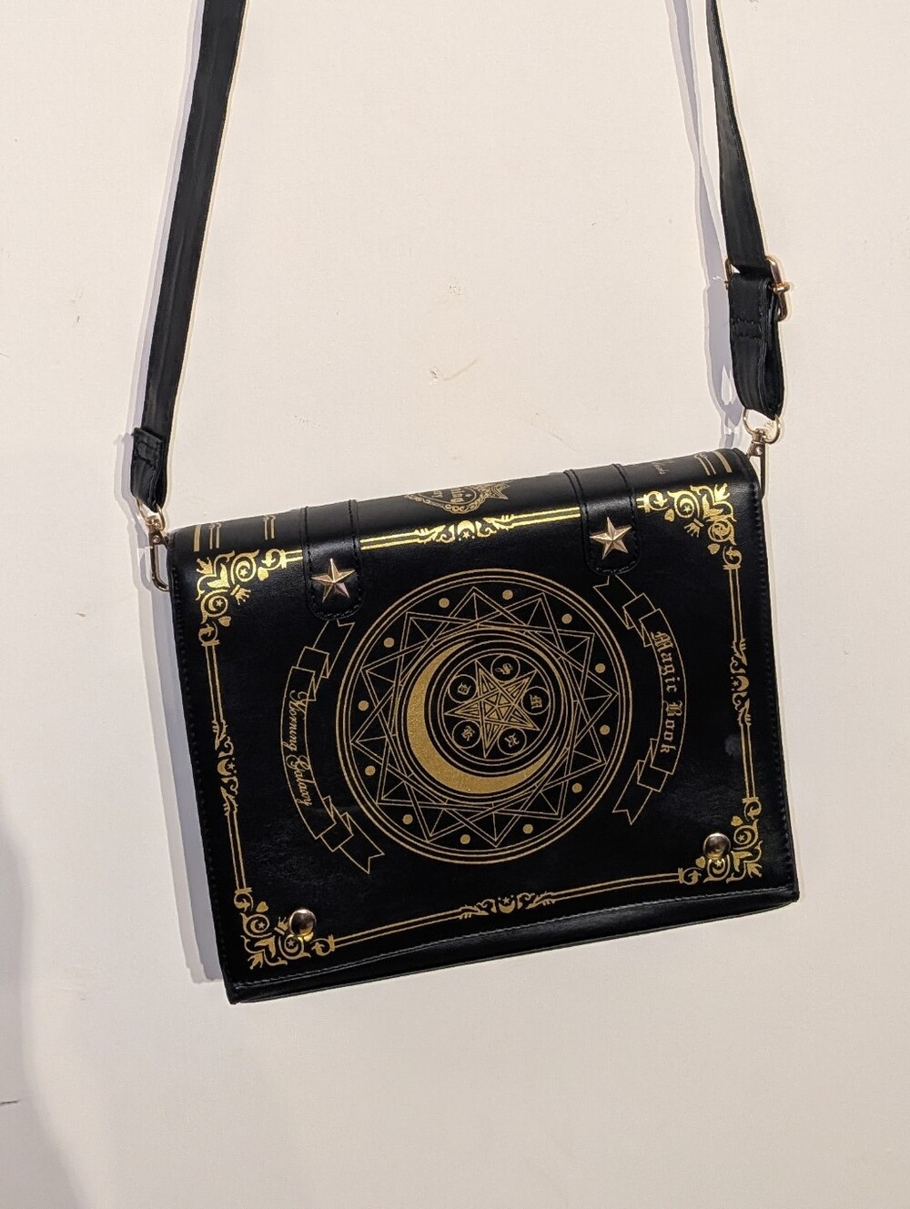 'Magic Book' Black Crossbody Bag with Gold Accents. Purse Looks Like A Book! New